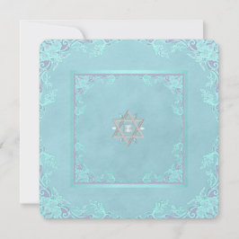 Lavender Lila och Teal Blue Bat mitzvah Inbjudningar