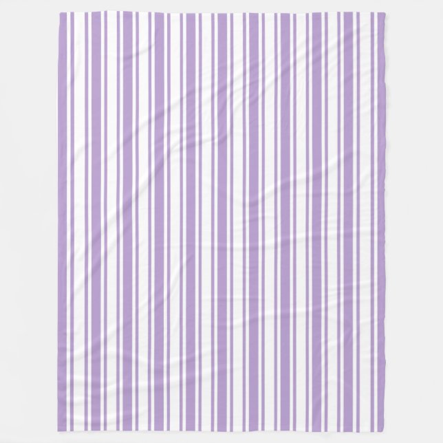 Lavender lila och vit kandy rand fleecefilt (Framsidan)