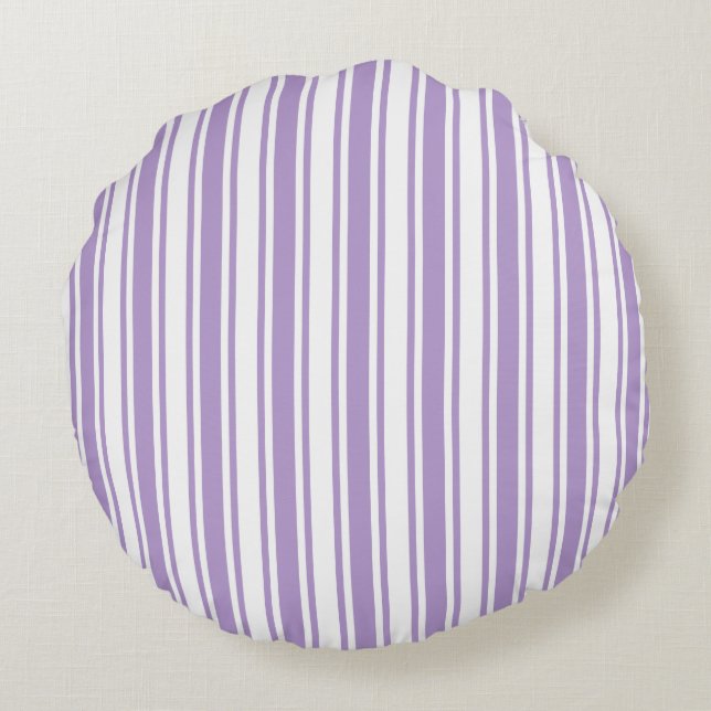 Lavender lila och vit kandy rand rund kudde (Baksidan)