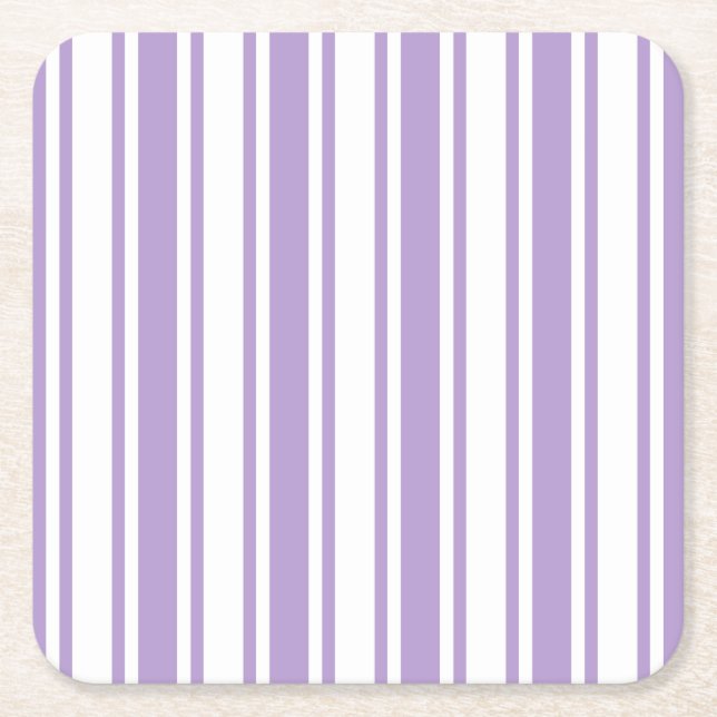 Lavender lila och vit kandy rand underlägg papper kvadrat (Framsidan)