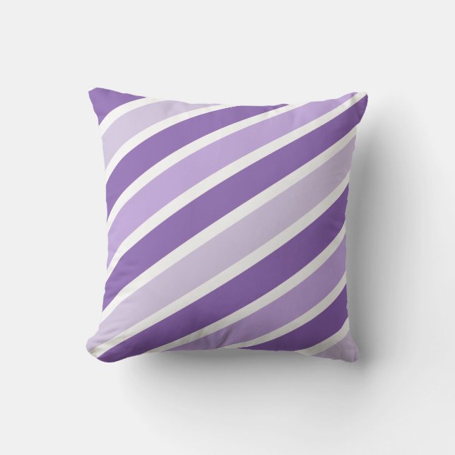 Lavender Lila och Vita Rand Modern mönster Kudde (Framsida)