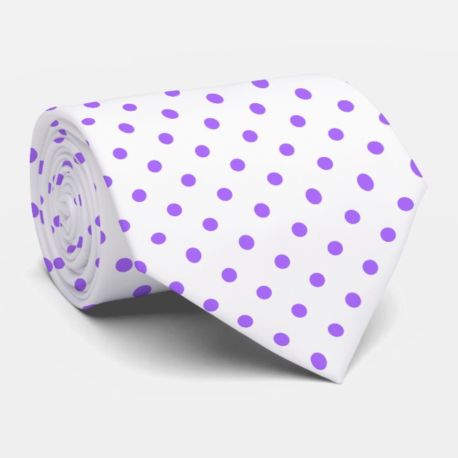 Lavender Lila och White Polka Dot Necktie Slips (Rullad)