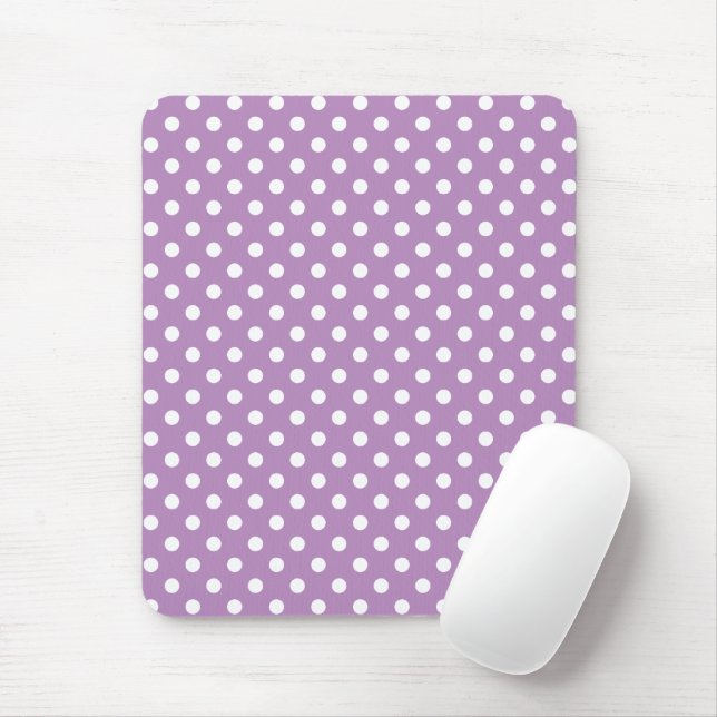 Lavender Lila och White Polka dots Mönster Musmatta (Med mus)