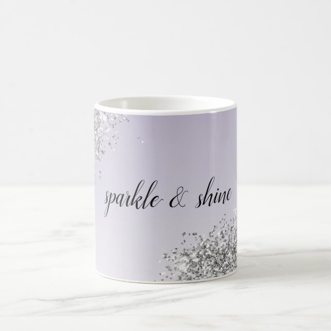 Lavender Lila Ombre Silver Glitter Gnistra Kaffemugg (Center)