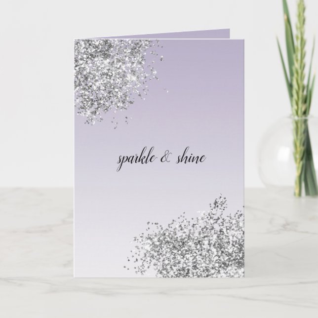 Lavender Lila Ombre Silver Glitter Gnistra Kort (Framsida)