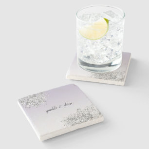 Lavender Lila Ombre Silver Glitter Gnistra Stenunderlägg