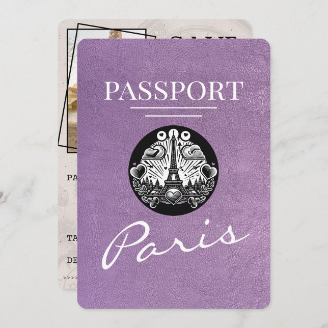Lavender Lila Paris-pass Spara datum Spara Datumet (Fram/baksida)