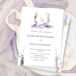 Lavender, Lila, Pastel Blommigt Monogram Bröllop Inbjudningar