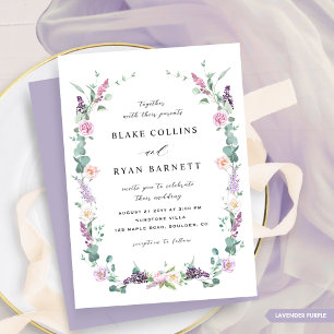 Lavender Lila, Pastel Delikat Blommigt Bröllop Inbjudningar