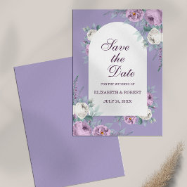 Lavender Lila Peonies sparar datumkortet Inbjudningar