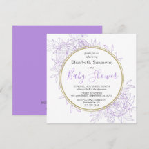 Lavender Lila Peony Blommigt Toile Baby Shower