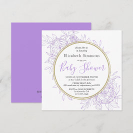 Lavender Lila Peony Blommigt Toile Baby Shower Inbjudningar