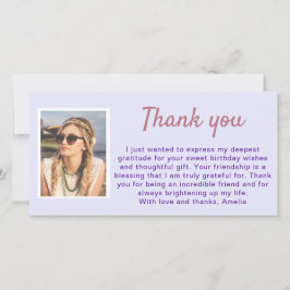 Lavender Lila Photo Birthday Tack Kort