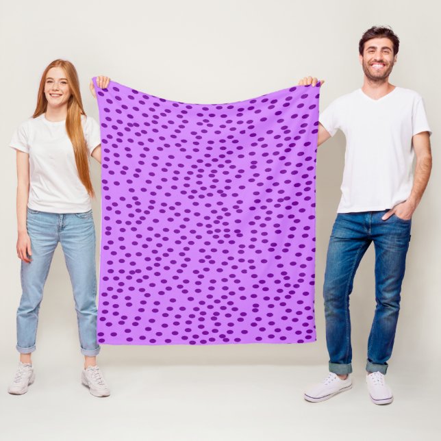 Lavender Lila Polka dots Fleecefilt (På plats)