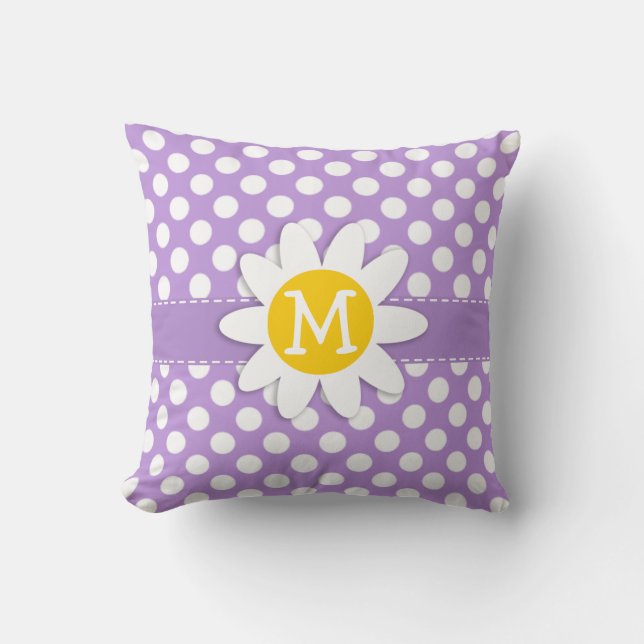 Lavender Lila Polka dots Kudde (Framsida)