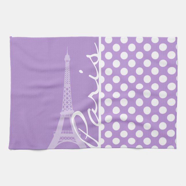 Lavender Lila Polka dots, Paris Kökshandduk (Horisontell)