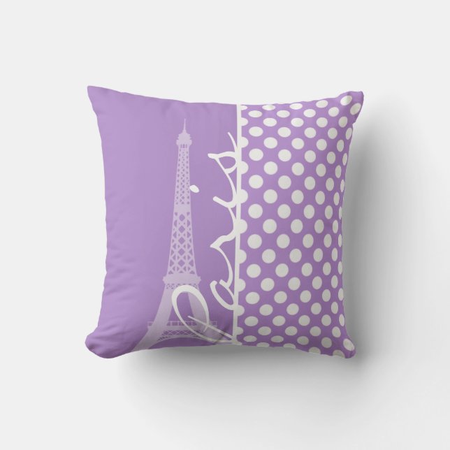 Lavender Lila Polka dots, Paris Kudde (Framsida)