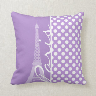 Lavender Lila Polka dots, Paris Kudde