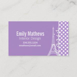 Lavender Lila Polka dots, Paris Visitkort