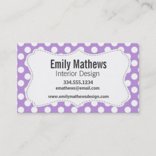 Lavender Lila Polka dots Visitkort