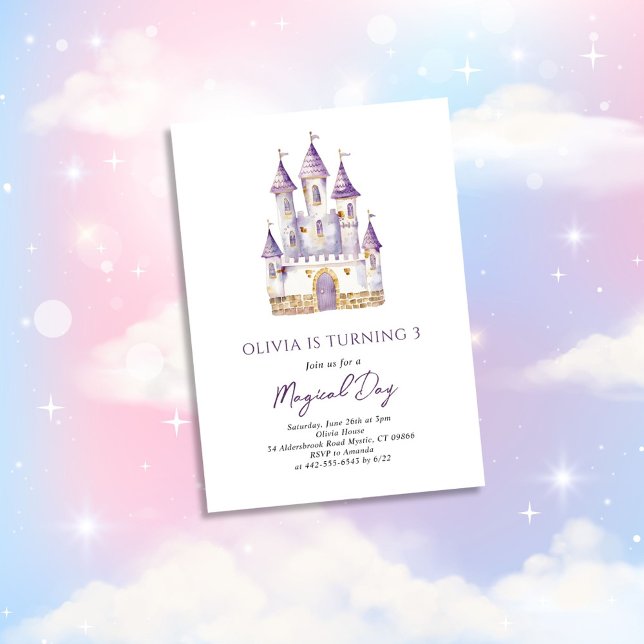 Lavender Lila Princess Birthday bjudande Inbjudningar (Skapare uppladdad)