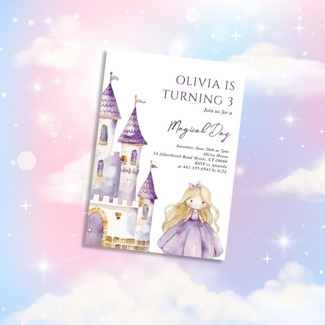 Lavender Lila Princess Birthday Inbjudningar (Skapare uppladdad)