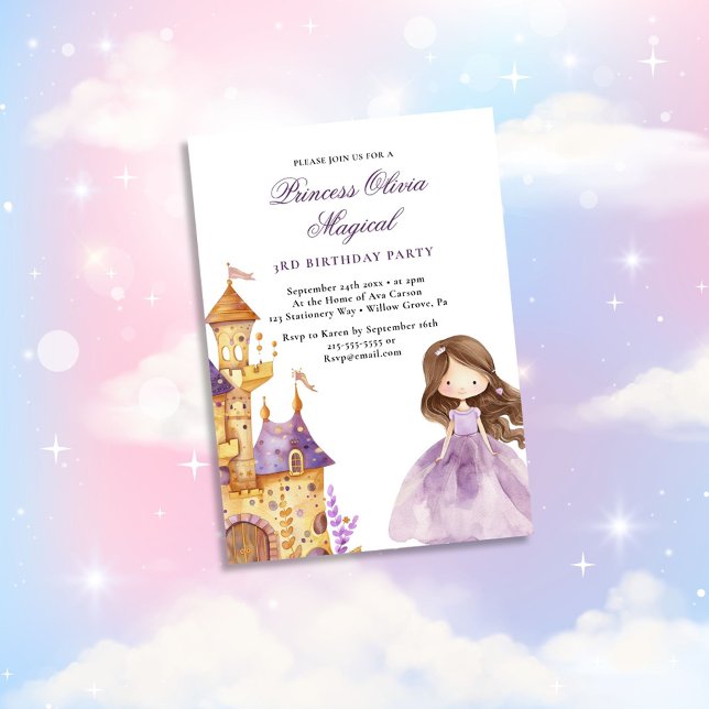 Lavender Lila Princess Magic Birthday Inbjudningar (Skapare uppladdad)