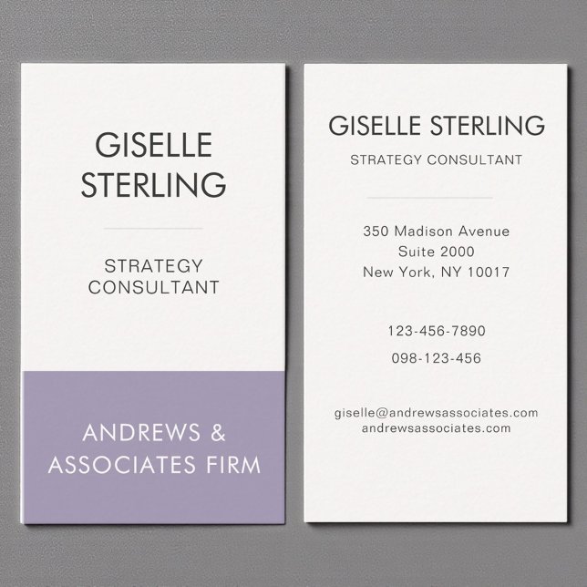 Lavender Lila Professionell Corporate Modern Visitkort (Skapare uppladdad)