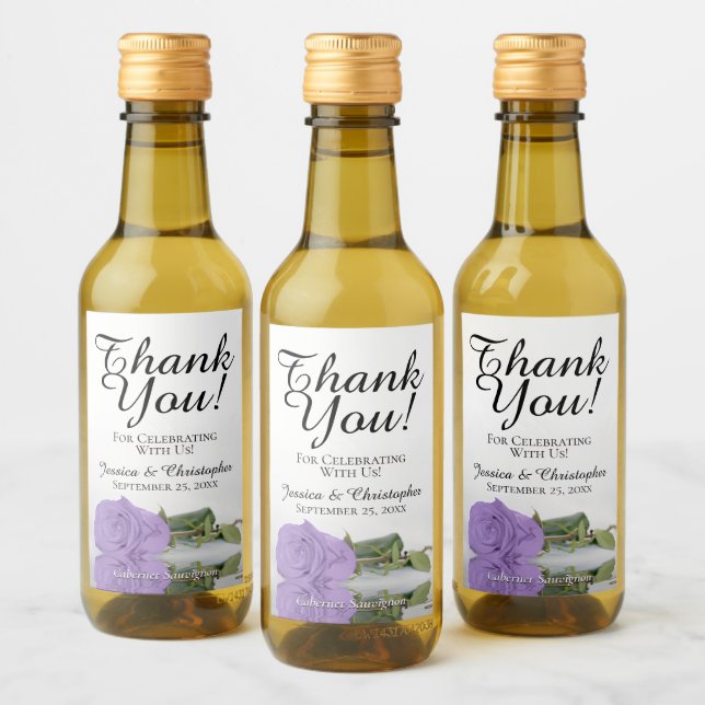 Lavender Lila Ro Chic Bröllop Tack Mini Vinetikett (Flaskor)