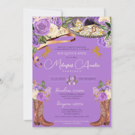 Lavender Lila Ro Finare Charra Quinceanera Inbjudningar