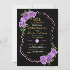 Lavender Lila Ro Guld Elegant Quinceañera Inbjudningar