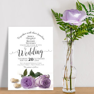 Lavender Lila Ro med Hearts Elegant bröllop Inbjudningar