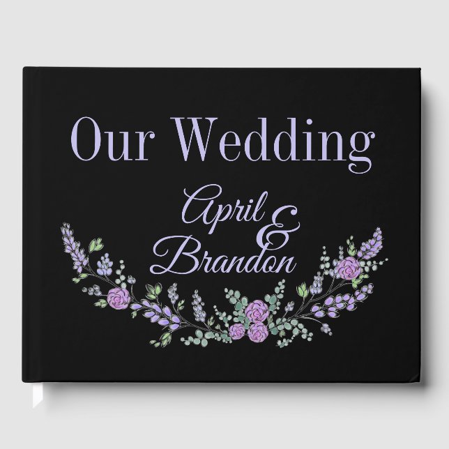 Lavender Lila Ro och Eucalyptus Gästböcker (Framsida)