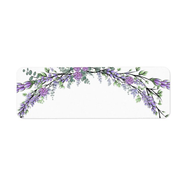Lavender Lila Ro och Eucalyptus Returadress Etikett (Framsidan)