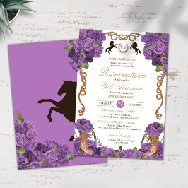 Lavender Lila Ro Western Charro Quinceanera Inbjudningar