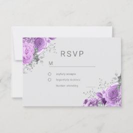 Lavender Lila & Silver Blommigt Elegant bröllop OSA Kort