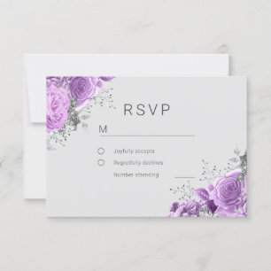 Lavender Lila & Silver Blommigt Elegant bröllop OSA Kort