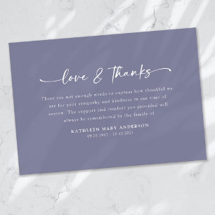 Lavender Lila Simple Script Funeral Tack Kort