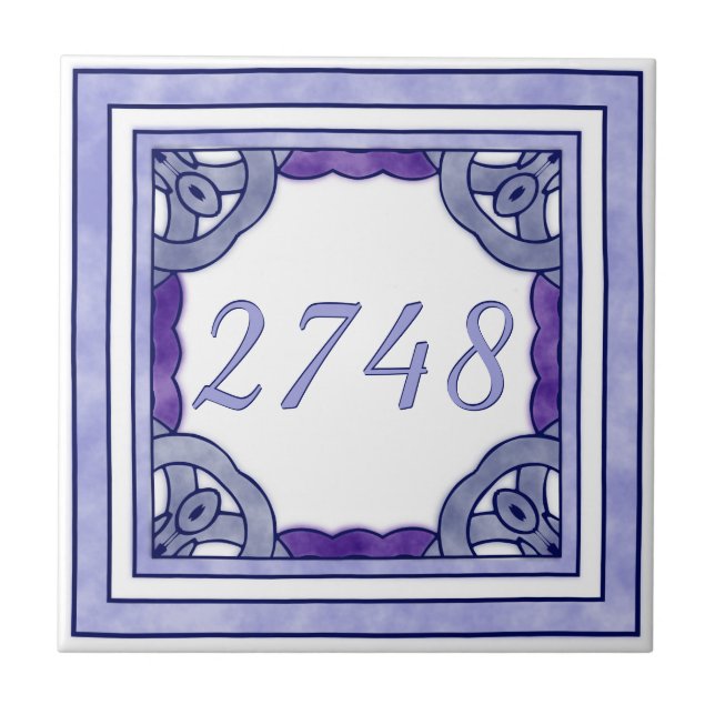 Lavender Lila Small House-nummer Kakelplatta (Framsidan)