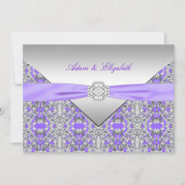 Lavender Lila Snöre Diamond Ribbon Bröllop Inbjudningar