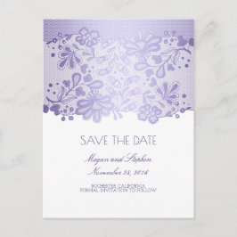 Lavender Lila Snöre Elegant Spara datum Meddelande Vykort