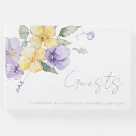 Lavender Lila & Sunshine Gult Blommigt Bröllop Gästböcker
