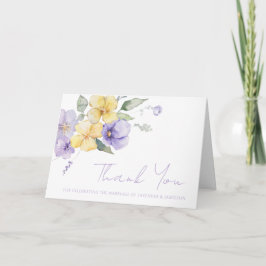 Lavender Lila & Sunshine Gult Blommigt Bröllop Tack Kort