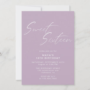 Lavender Lila Sweet sixteen Lilac 16:e födelsedage Inbjudningar