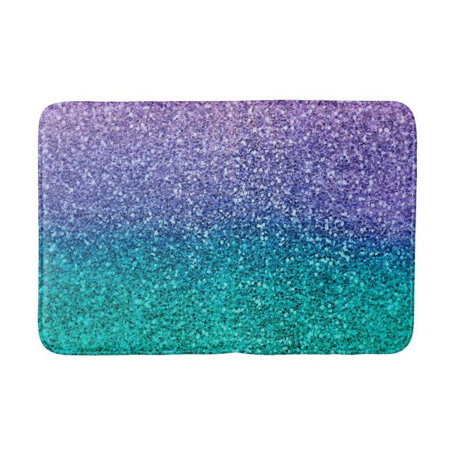 Lavender Lila & Teal Aqua Grönt Sparkly Glitter Badrumsmatta (Framsidan)