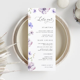 Lavender Lila Violet Blommigt Låt oss Eat Bröllop Meny