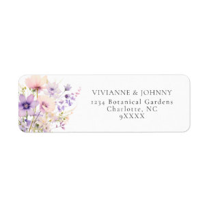 Lavender Lila Violet Flowers Wildblommor Bröllop Returadress Etikett