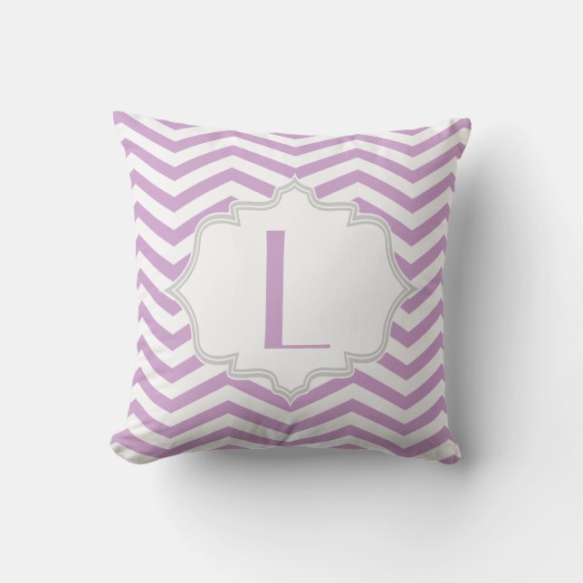 Lavender lila, vit chevron zigzag mönster kudde (Framsida)