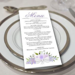 Lavender Lila Watercolor Blommigt Elegant bröllop Meny