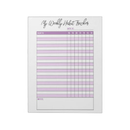 Lavender Lila Weekly Habit Tracker Anteckningsblock